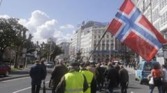 Manifestaci�n de marineros que trabajaron en Noruega