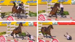 Secuencia de la ca�da de Marta Ortega en el torneo recogida por la TVG.