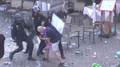 Carga policial contra seguidores del Leicester en la Plaza Mayor de Madrid