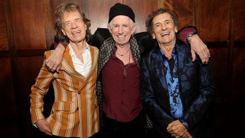 Mick Jagger, Keith Richards y Ronnie Wood, celebrando el nuevo &aacute;lbum de los Rolling Stones.