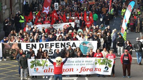 Una nueva manifestacin contra Altri recorri esta maana las calles de Compostela.