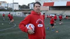 Jos� Manuel, en Malates durante un entrenamiento con el CD Foz infantil.