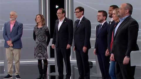 Los candidatos a las elecciones catalanas en el debate electoral de RTVE, el 2 de mayo de 2024