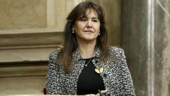 La lder de Junts y expresidenta del Parlamento Cataln, Laura Borrs en la tribuna de invitados de la Cmara autonmica