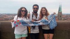 Los tres j�venes estuvieron ayer en el entrenamiento y haciendo turismo en Nuremberg.