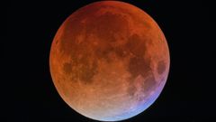 Vista de una Luna de sangre con su tono rojizo caracterstico.