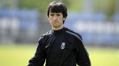 Pacheta Real Oviedo Requexon.Pacheta, en un entrenamiento en El Requexón