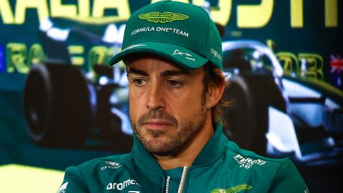 Fernando Alonso.Fernando Alonso, piloto de Aston Martin, en rueda de prensa