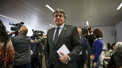 Puigdemont durante una rueda de prensa en Bruselas el pasado mes de enero