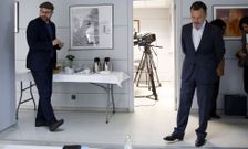 Noriega y Hern�ndez, antes de iniciarse el debate electoral que organiz� La Voz el d�a 20. 