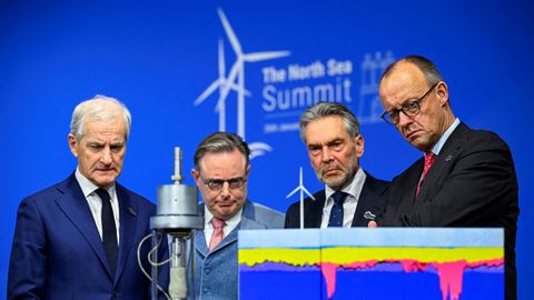 Merz, junto a los primeros ministros de Pa�ses Bajos, Dick Schoof; B�lgica, Bart de Wever, y�Norueag, Jonas Gahr Stoere.