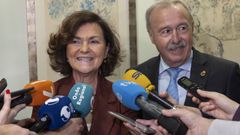 La presidenta del Consejo de Estado, Carmen Calvo, y el presidente del Consejo Jur�dico de la Regi�n de Murcia, Antonio G�mez Fayren