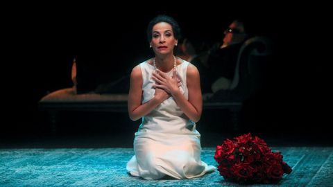 Mara Rey-Joly (Callas) y Antonio Comas (Onassis), en el montaje de Boadella sobre Mara Callas