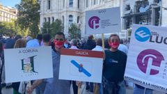 el presidente de los hosteleros coru�eses, H�ctor Ca�ete, en la protesta de Madrid
