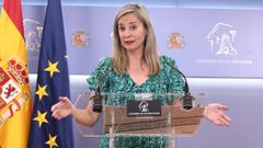 La portavoz de Sumar en el Congreso, Ver�nica Mart�nez Barbero, en una rueda de prensa el pasado mes de mayo.