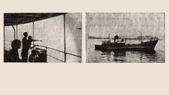 A la izquierda, el ni�o estadounidense Paul von Rosenstiel, en el instante en que lanz� una botella al mar desde el trasatl�ntico Ascania. A la derecha, el pesquero gallego Adela Roibal, cuya tripulaci�n la hall�