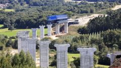 Obras de la A-54 en Palas de Rei, en donde se est� construyendo un viaducto de m�s de un kil�metro de longitud