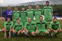 El equipo del Fisterra que disput� el trofeo Xunqueira. 
