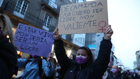 Manifestacin por las calles de Santiago de Compostela.