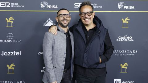 ngel Llcer en el Gran Teatre del Liceu de Barcelona, que acogi le entrega de los premios Ondas, junto a Ricard Ustrell, galardonado por el programa de TV3 Collapse.