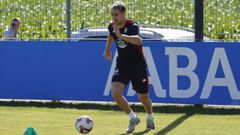 Barbero, en un entrenamiento con el Deportivo.