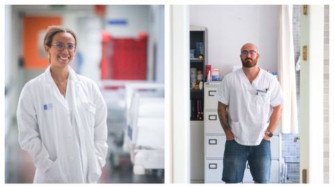 En la imagen, Sof�a, alumna de sexto de Medicina, y Gin�s, estudiante de cuarto de Enfermer�a: ambos son andaluces y actualmente se forman en el �rea de Ferrol
