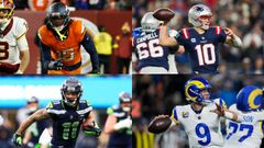 Nik Bonitto, de los Broncos; Drake Maye, de los Patriots; Jaxon Smith-Njigba, de los Seahawks; y Matthew Stafford, de los Rams.