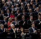 El Gobierno de Rajoy se estren� en el banco azul del Congreso en la apertura de la legislatura.