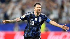 Leo Messi celebrando un gol con la selecci�n argentina durante el Mundial