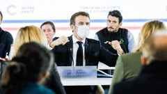 El presidente de Francia, Emmanuel Macron, este martes en una reuni�n del Consejo Nacional para la Refundaci�n