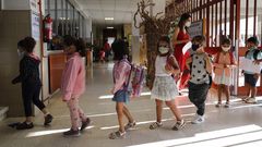 Imagen de ni�os y ni�as en su primer d�a de clase del pasado curso 2020/21