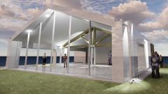 Recreaci�n del proyecto de la nave acristalada y la Casa de la Pradera