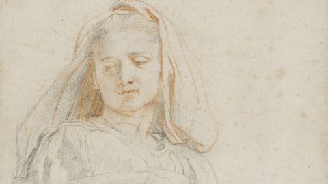 trazoscuatro.LA MADONNA DE RUBENS. Las primeras pinceladas de Estudio de mujer sedente (La Virgen), con tiza negra y roja de 1606