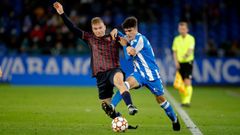 Hugo Pad�n, jugando con el RC Deportivo el partido de la UEFA Youth League contra el Pogon Szczecin