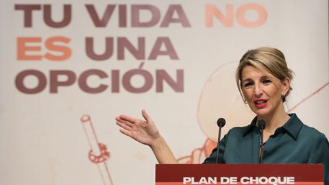 La vicepresidenta segunda del Gobierno y ministra de Trabajo y Economa Social, Yolanda Daz, present este jueces el plan de choque contra los accidentes mortales en el trabajo.