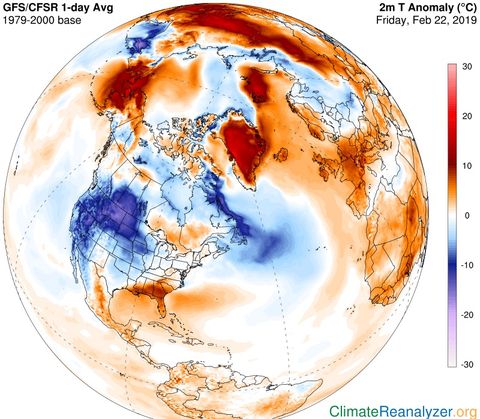 Anomala de temperaturas en el hemisferio norte.Anomala de temperaturas en el hemisferio norte