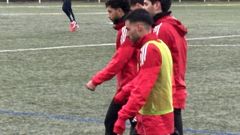 Fabio Gonz�lez en el entrenamiento del Racing Club Ferrol en el campo de O Pote, 