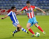 El defensa central valenciano en un partido disputado con el Lugo en la pasada temporada. 