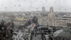 Madrid baixo a chuvia