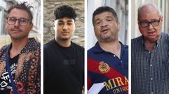 De izquierda a derecha, Rub�n Rodr�guez, vecino; Abdssamad Ayadi, barbero; Walter V�zquez, vecino; y �ngel G�mez, que reside en la manzana de Rubalcava ya reabierta.