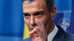 Pedro Snchez, durante la rueda de prensa tras la cumbre de la OTAN.
