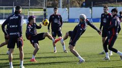 Mella y Ximo, en un entrenamiento del Deportivo