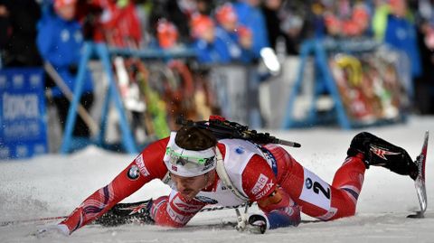 El noruego Emil Hegle, durante la final de biatl�n.