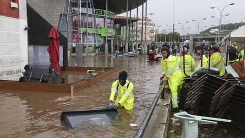 Inundaciones en el centro de Lisboa.