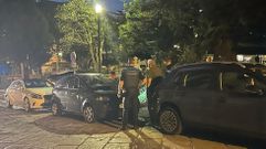 Fotograf�a cedida del momento en que el �rbol cae sobre el veh�culo