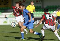 Jorge Rodr�guez en el encuentro de la primera vuelta en Vilalba, que se resolvi� con 1-1. 
