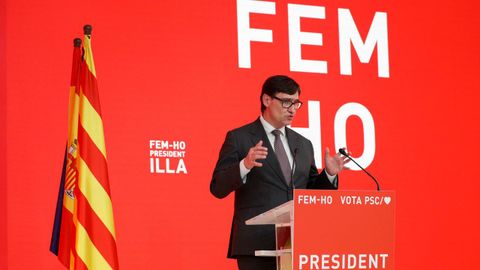 Salvador Illa, es jueves en un mitin en Barcelona