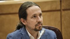 Pablo Iglesias, durante una sesin de control al Gobierno en el Senado