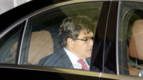 El consejero delegado del Santander, Jos� Antonio �lvarez, tras la reunio�n del sector con Dani�le Nouy