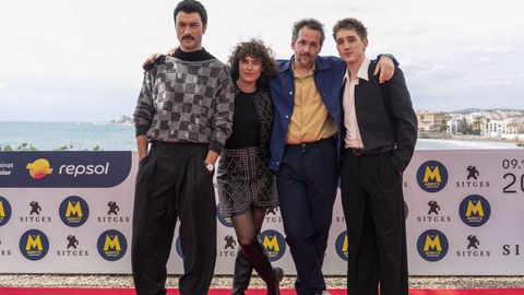 Javier Rey, Patricia López, Alberto Gastesi y Miguel Iriarte durante la presentación de la película «Singular»